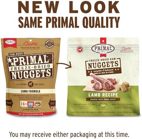 Primal Freeze Dried Raw Dog Food Nuggets, Lamb, 5.5 oz