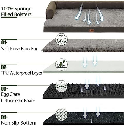 Orthopedic Washable Dog Bed for Large Dogs, 36x27in, Dark Green