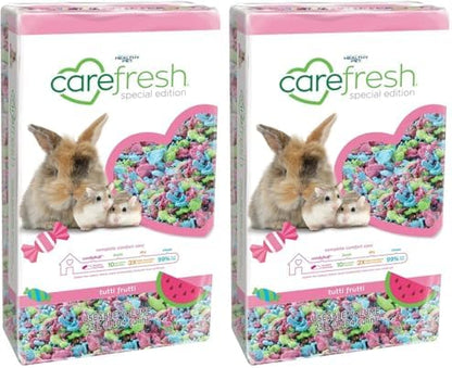 Carefresh 99% Dust-Free Tutti Frutti Natural Paper Small Pet Bedding with Odor Control, 23 L (Pack of 2)