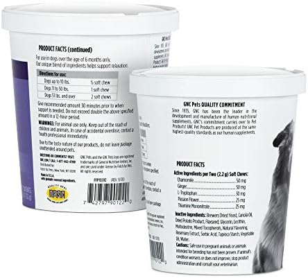 GNC Pets Essentials Calming Soft Chews for Dogs, Bacon Flavor, 60 Count