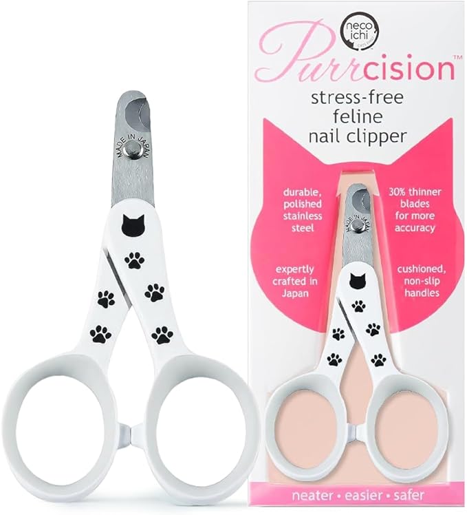 Necoichi Purrcision Feline Nail Clipper | Lever Principle Cat Nail Clipper | Butter-Smooth Cuts | Seki, Gifu Swordsmith Craftsmanship | Stainless Steel Cat Claw Trimmer for Indoor Cats (White)