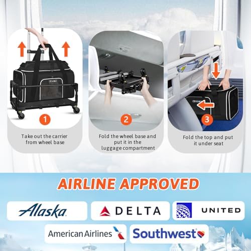 Petskd Top-Expandable Small Pet Carrier with Wheels Airline Approved