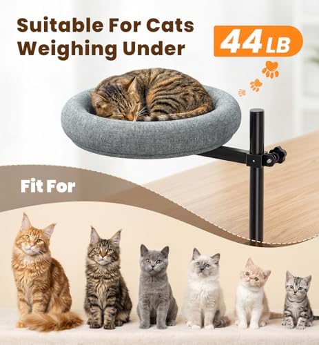 Cat Bed for Desk, 360° Rotating Adjustable Cat Perch, 44 lb, Home Office