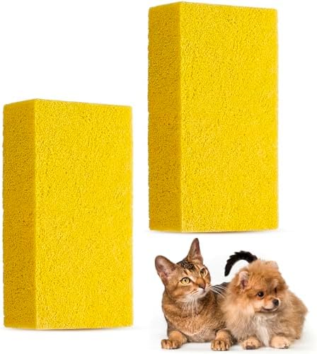 2 Pack Pet Hair Remover Sponge Cat and Dog Hair Sponge, Yellow