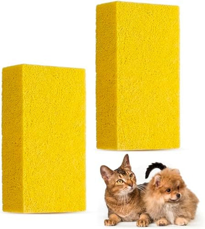 2 Pack Pet Hair Remover Sponge Cat and Dog Hair Sponge, Yellow