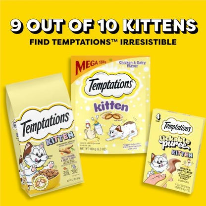 Temptations Kitten Crunchy and Soft Cat Treats, Salmon & Dairy, 6.3oz, 10pk