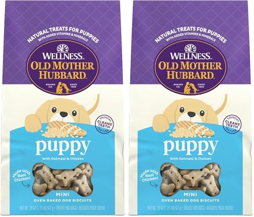 Old Mother Hubbard by Wellness Classic Natural Puppy Treats, Crunchy Oven-Baked Biscuits, Ideal for Training, Mini Size Dog Treats, 20 Ounce Bag (Pack of 2)