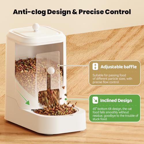 JUNSPOW Automatic Cat Feeder Water Dispenser Set with Stainless Steel Bowls