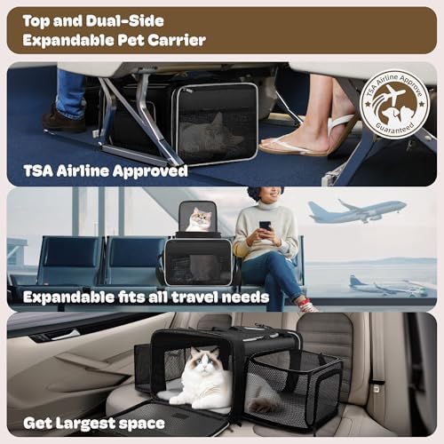 Top and 2 Sides Expandable Cat Carrier 18x13.5x9.5 TSA Airline Approved