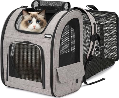 pecute Cat Backpack Expandable, Dog Carrier Backpack Breathable, Large