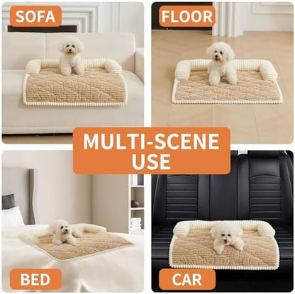 HAOMAIJIA Dog Couch Bed for Medium Dogs, Non Slip Pet Couch Covers for Sofa Thick Soft Washable Dog Couch Cover Protector All Seasons Universal Dogs and Cats Bed Mat (Khaki, Medium)