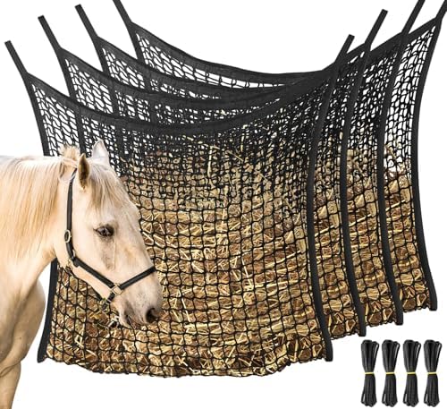 4 Pack Slow Feed Hay Net, Large Capacity Hay Bags for Horses, Easy to Hang