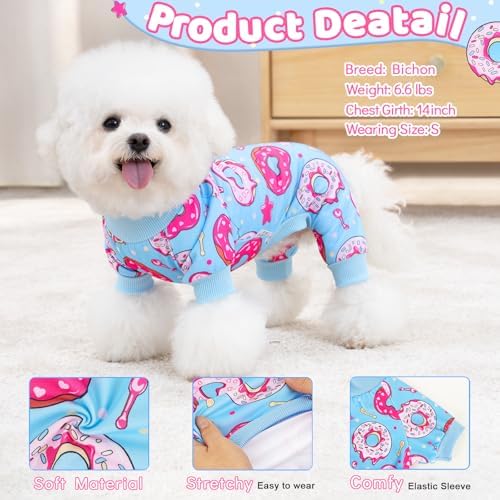 XPUDAC 4 Pieces Dog Pajamas Soft Strechy Puppy Onesies Pet Clothes for Small Medium Dogs Boy Girl Cat Pet Outfit, 153-2XL