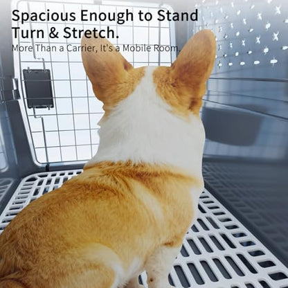 RIZZARI Hard-Sided Elevated Carrier: Rolling Pet Crate Ventilated 25 lbs