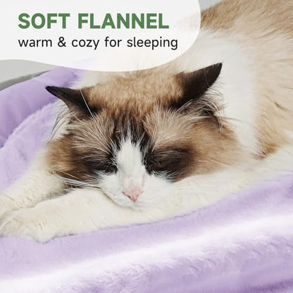 Cat Bed for Indoor Kitten Bed Washable, Anti Anxiety Round Donut Pet Beds for Small Dogs Cats, Super Soft Plush Fur Pet Bed (Purple，18 Inches)