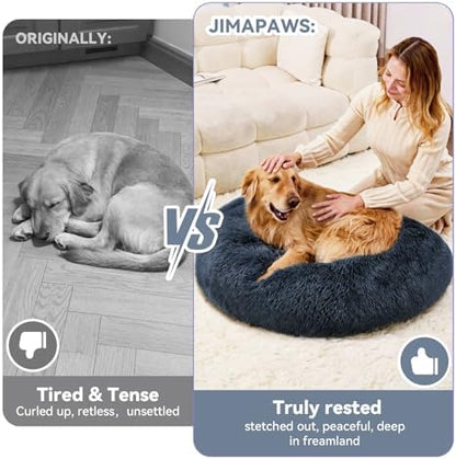 Large Dog Bed, Washable Plush Donut Dog Bed, 36 Inch