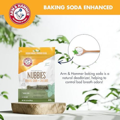 Arm & Hammer Nubbies Dental Dog Treats, Mint Flavor, 8 Count