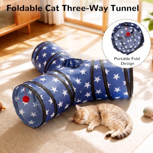 Tempcore Cat Tunnel, 3-Way Collapsible Toy for Indoor Cats, Pentagram