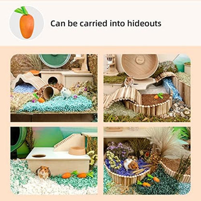 Niteangel Hamster Chew & Decor Toys: Pack of 6 Carrot-Shape & Beech Wood