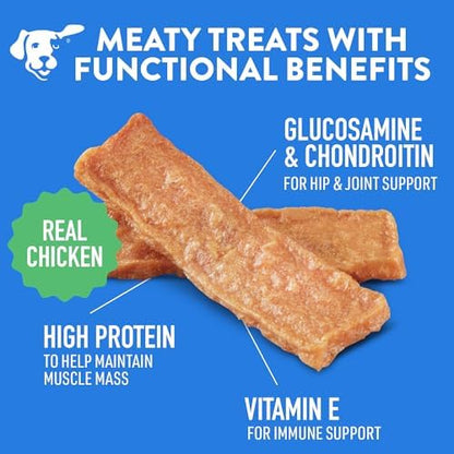 DOGSWELL Jerky Hip and Joint Dog Treats Grain Free Made in USA Only, Glucosamine and Chondroitin, 24 oz Chicken (Pack of 12)