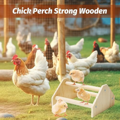 Baby Chicken Perch Strong Pine Wooden Chick Jungle Gym Roosting Bar, New-gen Durable Chicken Perch Toys for Coop and Brooder 7.9 X 6.9 X 4.14’’ Chicken Perch(Can be Used for Baby Turkeys)