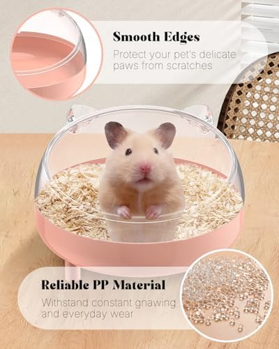 Pawfly Hamster Sand Bath Container, Hamster Sand Bath Box, Hamster Bathtub, Hamster Bathroom, Hamster Toilet, Plastic Dust Bath for Dwarf Hamsters, Syrian Hamsters, Mice, Gerbils & Small Animal, Pink