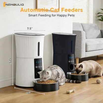 NEWBULIG Automatic Cat Feeder with APP 4L Small Dog Food Dispenser, Black