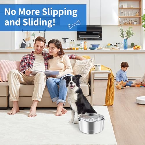 Kactoily 3L/101oz Dog Water Bowl Stainless Steel Slow Water Bowl for Dog