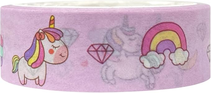 allydrew Washi Masking Tape, 15mm x 5M, Unicorns & Rainbows