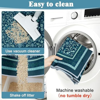Bienbee Cat Litter Mat, 2 Pack 33" x 22" Machine Washable for Litter Boxes
