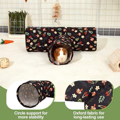 Bienbee Guinea Pig Tunnel, 3-Way Washable Collapsible Toy for Small Animals