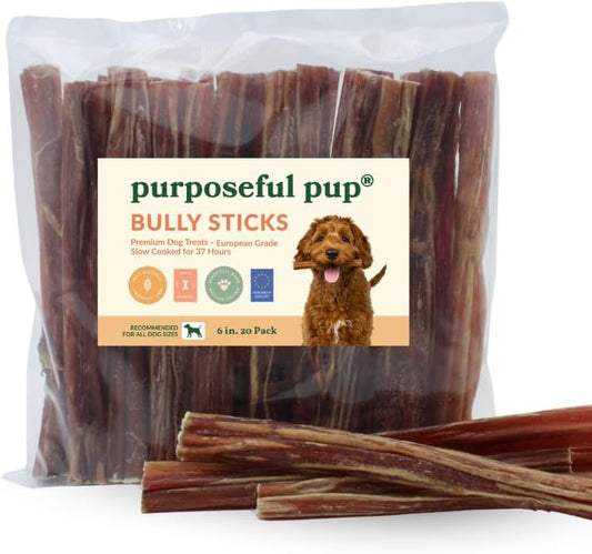 Bully Sticks for Small Dogs – Single Ingredient, 6”, 20-Pack