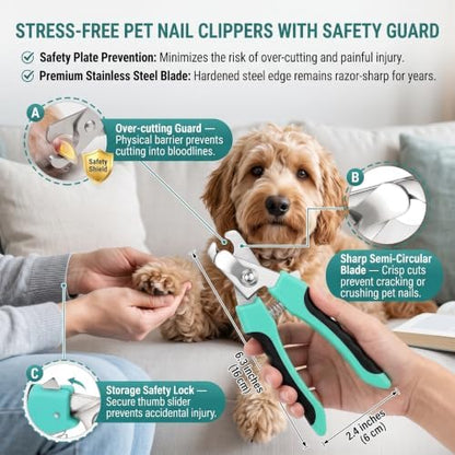 Self Cleaning Slicker Brush & Nail Clippers for Dog and Cats