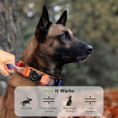 2026 Upgrade Waterproof Tactical AirTag Dog Collar, Built in AirTag Holder