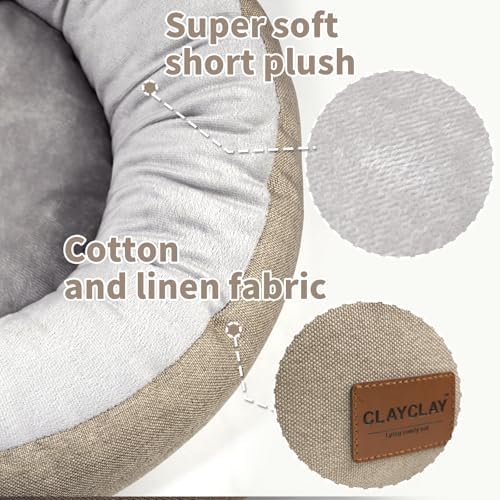 CLAYCLAY Cozy Round Cat Bed – Soft, Comfortable Cushion for Cats & Kittens – Non-Slip, Machine Washable, Plush Sleep Bed for Cats, Ideal for Resting & Napping up to 20lbs