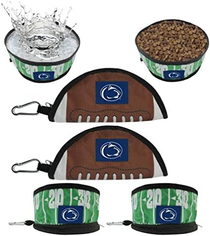 Pets First NCAA Penn State Nittany Lions Collapsible Dog Travel Bowl Set, 2 Pack Food & Water Bowls for Dogs, Best Portable & Lightweight Leak-Proof Dog Bowls for Travel