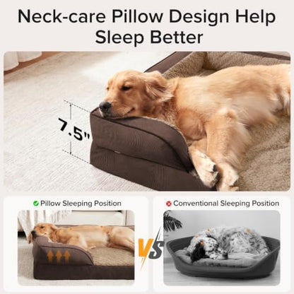 INVENHO Jumbo Orthopedic Dog Bed for Extra Large Dogs, Waterproof, Egg-Crate Foam Dog Couch Bed with Washable Removable Cover, Waterproof Lining and Nonskid Bottom