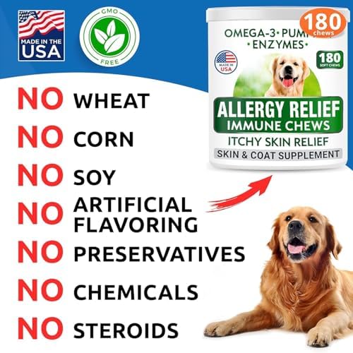 Dog Allergy Relief Chews - Skin Health & Anti-Itch Supplement with Omega-3
