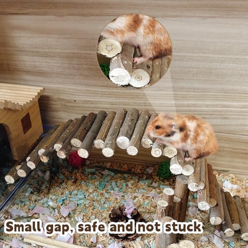 19.7 & 9.8In Wooden Hamster Bridge Fence Rat Climbing Toys for Gerbil Mouse