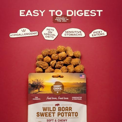 Smart Cookie Healthy Soft Dog Treats - Wild Boar & Sweet Potato - Grain Free Limited Ingredient Training Treats for Dogs with Sensitive Stomach & Allergies, Natural Novel Protein, Made in USA (5oz.)