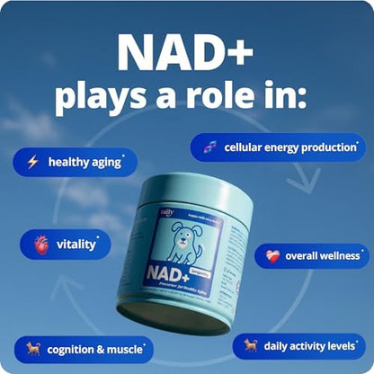 Taily NAD for Dogs – Daily Longevity Supplement – Supports Cellular Energy, Healthy Aging, Brain & Heart Function – Nicotinamide Riboside Precursor for Dogs – NAD+, Vet-Formulated, Made in USA
