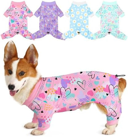Bienbee Dog Pajamas, 4 Pack Adjustable Onesies for Small to Large Dogs XL