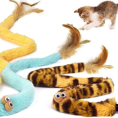 Cat Toys for Indoor Toys,Rainbow Cat Wand Toys,Feather Flips Plush Ball Cat Toys,Interactive Feather Toy for Teaser Play and Chase Exercise with Kitten 6 Pack