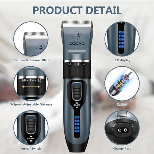4 in 1 Dog Clippers Grooming Kit and Paw Trimmer for Thick Hair&Coats