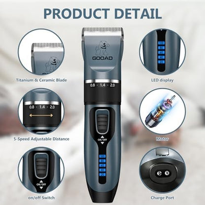4 in 1 Dog Clippers Grooming Kit and Paw Trimmer for Thick Hair&Coats