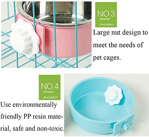 Stainless Steel Removable Pet Food Bowl, Anti-overturn Water Feeder Container, Suitable for Small Dog/Cat/Rabbit, 2 Set of Crate Bowls, Easy to Install and Clean
