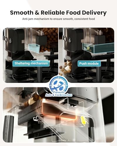 Automatic Cat Feeder for 3 Cats with WiFi Control, Anti-Jam System, 6L