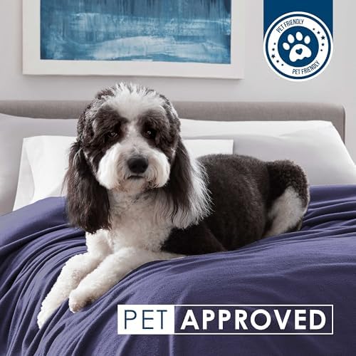 King Size Fleece Blanket | Comfy Supersoft Fleece Blanket – All-Season Light Weight Throw Blanket | Luxuriously Soft | Throw Blanket for Couch and Sofa | Machine Wash | Navy