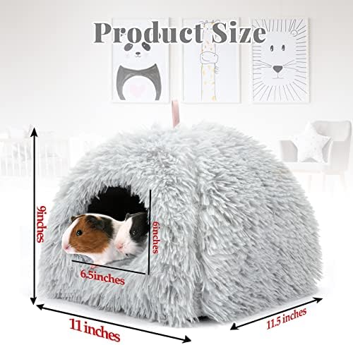YUEPET Guinea Pig Bed Cave,Warm Guinea Pig Hideout,Light Grey