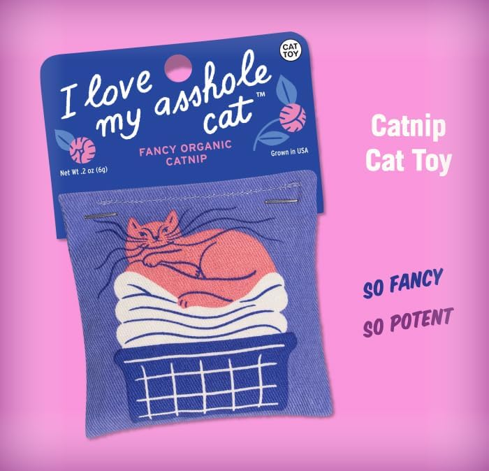 Blue Q Catnip - Cute Cat Toys for Biting with Funny Graphics -I Love My Cat